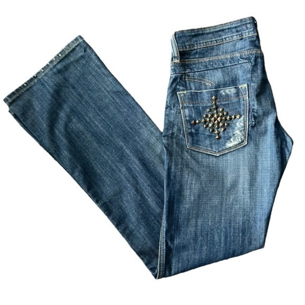 Vigoss Embellished Bootcut‎ Jeans Size 30 Distressed Button Close